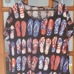 Red White and Blue Flip Flop T-Shirt